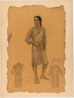 Guns For San Sebastian (MGM, 1968), Anthony Quinn "Leon Alastray" Costume Sketch by Yvonne Wood.