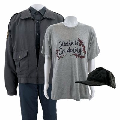 Lot 110: Onslaught Kovacks Screen Worn Jacket, Button-Up Shirt, Shirt, Pants & Hat Ch 1b, 1c | VIP Fan Auctions