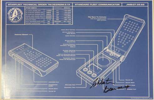 William Shatner Star Trek Signed Communicator Blueprint | Piece of the Past
