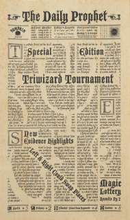 Harry Potter and The Goblet of Fire: Production-Made The Daily Prophet prop newspaper titled Special Edition: Triwizard Tournament, Warner Bros., 2005, | Bonhams