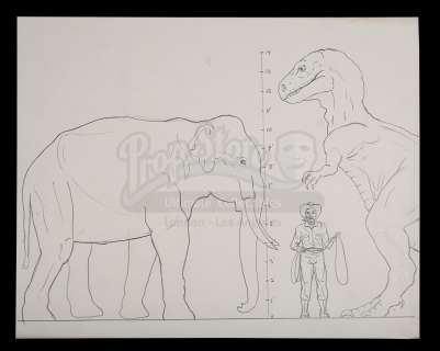 THE VALLEY OF GWANGI (1969) - Lot 863 - Ray Harryhausen Hand-drawn Gwangi Scale Comparison