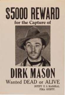 A Robert Mitchum Prop ‘Wanted‘ Poster from "Colt Comrades."