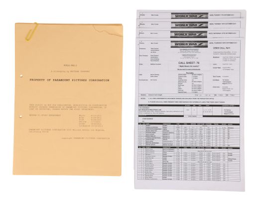 World War Z | Original Ending Screenplay Excerpt and Call Sheets | Propstore (Buy Now)
