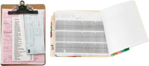 Group of Prop Patient Files, Medical Clipboard and Hospital Supplies from ER (NBC TV, 1994-2...