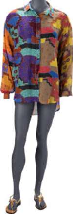 Rue McClanahan Beaded Silk Blouse and Gold Sandals, and Silver Platter from The Love Boat (N...