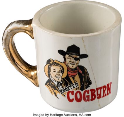 Rooster Cogburn (Universal, 1975), John Wayne Signed Gifted Crew Mug to His Makeup Artist Dave Grayson. | Heritage
