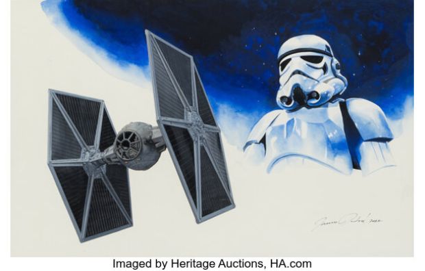 Star Wars "Imperial TIE Fighter" AMT Model Kit Original Artwork By James Hood (2022). (Total: 2 Items) | Heritage