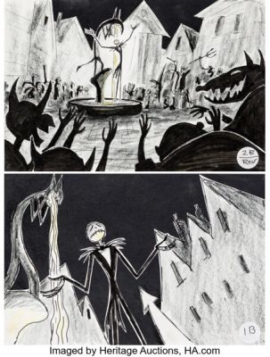 Tim Burton’s The Nightmare Before Christmas Pair of Original Jack Skellington Storyboards by Jørgen Klubien (Disney/Touchstone, 1993). (Total: 2 Items) | Heritage