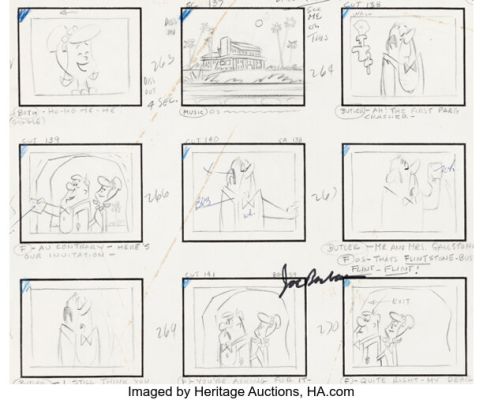 The Flintstones "Social Climbers" Original Storyboard Art Group of 3 Signed by Joe Barbera and Jean Vander Pyl (Hanna-Barbera, 1961). (Total: 2) | Heritage