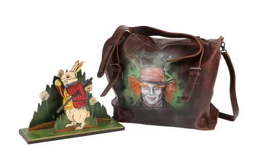 ALICE IN WONDERLAND (2010) - Lot 420 - Hand-painted Leather Crew Bag and Letter Holder