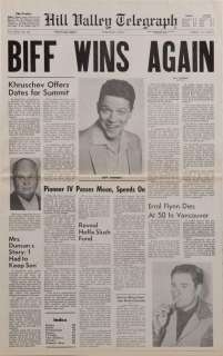 Prop Hill Valley Telegraph newspaper featuring "BIFF WINS AGAIN" from Back to the Future II | Profiles in History