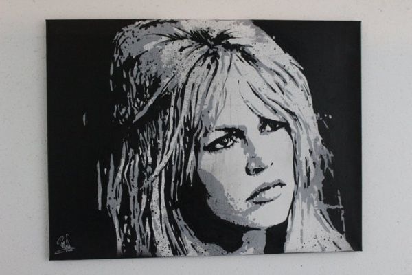 Brigitte Bardot - B.B. - Handpainted and signed - By Artist Vincent Mink - Portrait | Catawiki