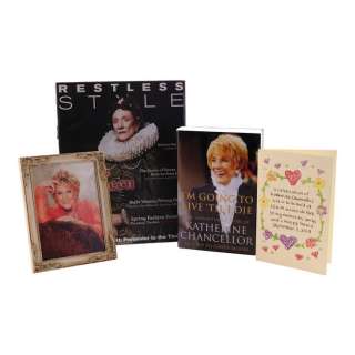 The Young and the Restless - Lot 6 - Katherine Chancellor‘s (as played by Jeanne Cooper) Memorial Program, Framed Photo, Memoir Book Cover, and Restless Style Magazine Cover