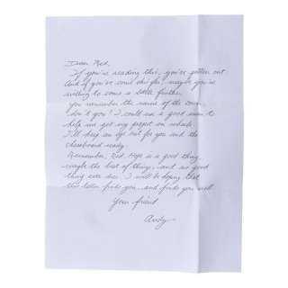 The Shawshank Redemption (1994) | Andy Dufresne’s (Tim Robbins) Letter to Ellis Boyd "Red" Redding (Morgan Freeman) | Propstore