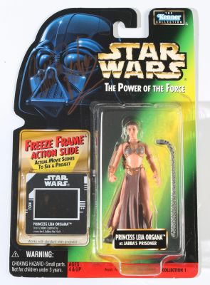 Carrie Fisher as Slave Princess Leia in Star Wars: Return of the Jedi Signed Kenner Power of the Force Action Figure | SWAU