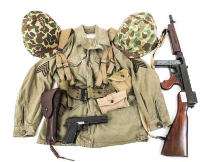 VIC MORROW COMBAT TV COSTUME UNIFORM & PROP GUNS | Centurion Auctions
