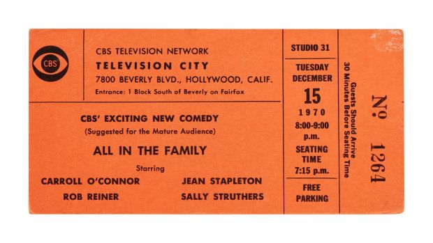 All in the Family | 1970 "Meet The Bunkers" Pilot Episode Unused Studio Audience Taping Ticket | Julien’s