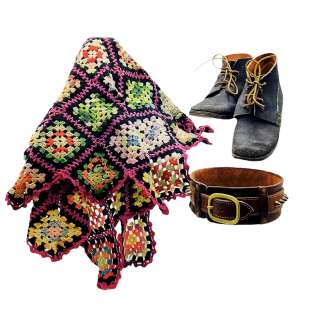 Shining Girls Grendel Screen Used Dark Leather Collar, Blanket & Lace-Up Leather Boots Ep 108 | VIP Fan Auctions