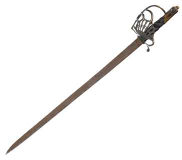 PIRATES OF THE CARIBBEAN: THE CURSE OF THE BLACK PEARL (2003) - Lot #295 : Captain Hector Barbossa‘s (Geoffrey Rush) Metal Sword