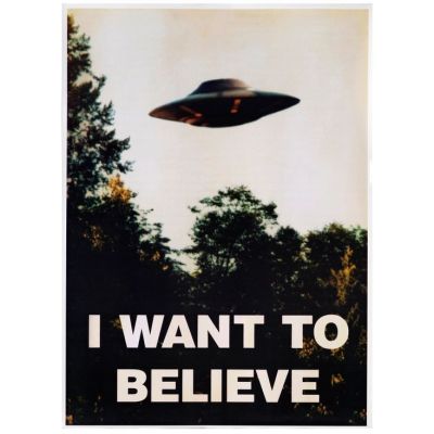 THE X-FILES: SEASONS 10 AND 11 (T.V. SERIES, 2016-2018) - Lot #425 : Fox Mulder‘s (David Duchovny) Production-made "I Want to Believe" Poster