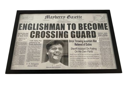 Lot 129 - Framed Newspaper Print Prop from The Andy Griffith Show | Other auctions