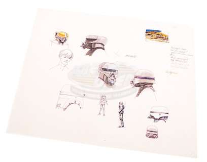 Battlestar Galactica (1978) (TV) - Original Ralph McQuarrie "Cylon Warriors" Concept Sketches | ScreenUsed