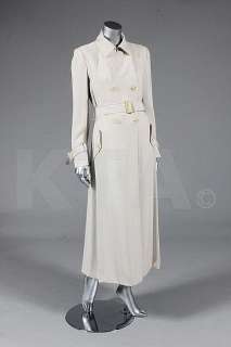 A Gianfranco Ferre cream jersey trench coat worn | Kerry Taylor Auctions