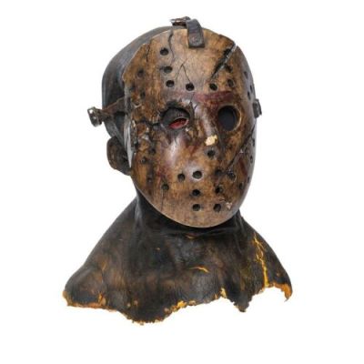 Freddy Vs. Jason (2003) | Lot 113 : Mario Kirner Collection: Jason Voorhees’ (Ken Kirzinger) Screen-Matched Battle-Damaged Hockey Mask and Cowl | Propstore