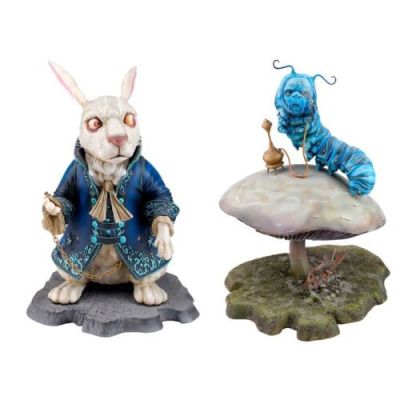 ALICE IN WONDERLAND (2010) - Lot #444 : Nivens McTwisp the White Rabbit (Michael Sheen) and Absolem the Blue Caterpillar (Alan Rickman) Concept Maquettes
