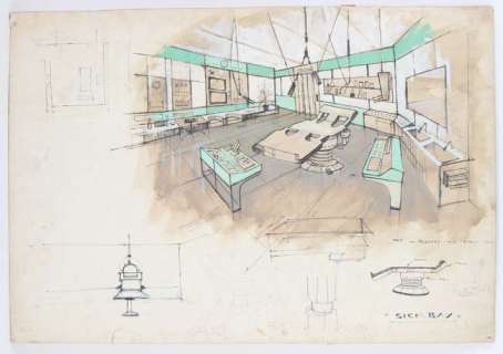 Gerry Anderson related - Original artwork on board, pen and paint, showing a Sick Bay room,… | Ewbank’s