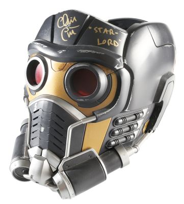 Chris Pratt as Star-Lord in Guardians of the Galaxy (Beckett Witnessed) Signed Hasbro Legends Series Prop Replica Helmet with Character Name | SWAU