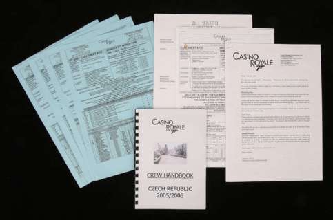 James Bond Casino Royale (2006) Collection of call sheets, memos, and Crew handbook. | Ewbank’s