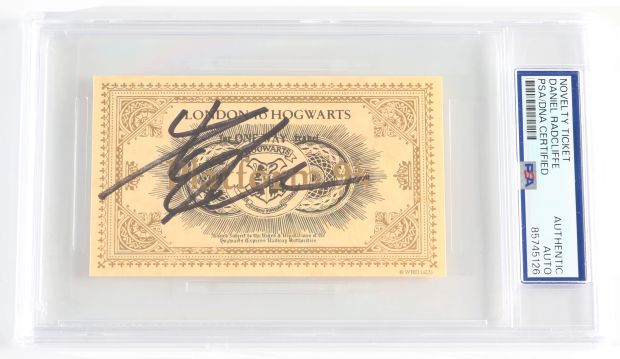 Daniel Radcliffe as Harry Potter in Harry Potter (PSA Encapsulated) Signed Hogwarts Express Prop Replica Train Ticket