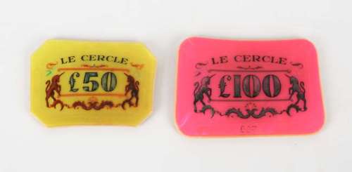 James Bond - Dr. No (1962)- £50 and £100 Le Cercle Casino Plaques. | Ewbank’s
