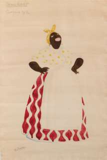 Hattie McDaniel ’Queenie’ costume sketch by Doris Zinkeisen for Show Boat. | Profiles in History