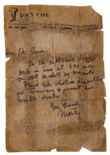 Michael J. Fox ’Marty McFly’ screen-matching warning letter to Doc Brown from Back to the Future. | Profiles in History