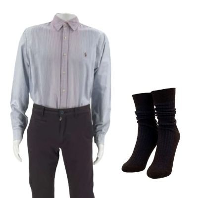 Lot #12: Play Dirty Ed Screen Worn Button-Up Shirt, Trousers & Socks Ch 1 Sc Multiple