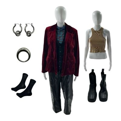 Oh What Fun Donna Screen Worn Earrings, Boots, Blazer, Pants, Ring, LS Shirt, Vest , Tank Top & Socks Ch 1 Sc 9-33 | VIP Fan Auctions