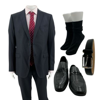 Lot 93: Relationship Goals Ted Screen Worn Casual Suit, Button-Up Shirt, Tie, Belt, Socks & Dress Shoes Ch 5 Sc 79, 81l | VIP Fan Auctions