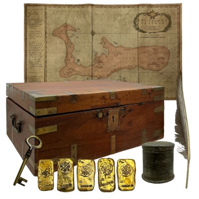 The Bluff TH Bodden Screen Used Maps, (5) Prop Gold Bars & Swiftsure Chest | VIP Fan Auctions