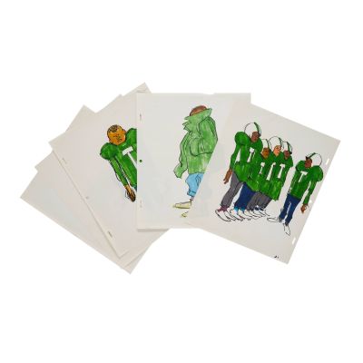 c. 1972-1985 Filmation Fat Albert and the Cosby Kids Color Drawings Collection (5) Graphite, Color Pencil, and Marker on Hole-Punched Bond Animation Paper - 10.5 x 12.5 - Sullivan LOP, Ursa LOA | Goldin