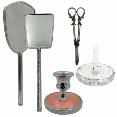 Lot 73: Wuthering Heights Cathy (Margot Robbie) Production Used (2) Mirrors, Candle Holder, Ring Holder & Grape Scissors | VIP Fan Auctions