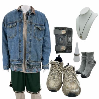Lot 2: Onslaught Josiah Screen Worn Stunt Double Jacket, Button-Up Shirt, Thermal Shirt, Thermal Pants, Shorts, Socks, Sneakers, Knee Brace, Necklace & Rings Ch 1 Sc Multiple | VIP Fan Auctions