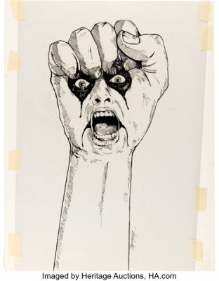 Alice Cooper Raise Your Fist and Yell Hand-Drawn Promotional Artwork (1987). | Heritage