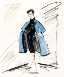 I Could Go on Singing (United Artists, 1963), Judy Garland "Jenny Bowman" Pair of Costume Sketches of Black Dress with Blue and Grey Coat Variations by Edith Head. (Total: 2 Items) | Heritage