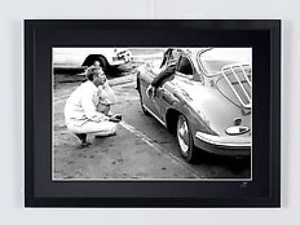 Steve McQueen - Porsche 356 | Steve McQueen - Porsche 356 - Fine Art Photography - Luxury Wooden Framed 70X50 cm - Limited Edition Nr 01 of 30 - Serial ID 30355 - - Original Certificate (COA), Hologram Logo Editor and QR Code | Catawiki