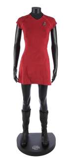 STAR TREK INTO DARKNESS (2013) - Lot 310 - Lieutenant Uhura‘s (Zoe Saldana) USS Enterprise Operations Uniform Display