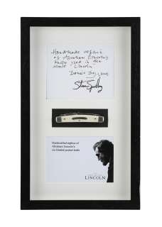 LINCOLN (2012) - Lot 754 - Abraham Lincoln‘s (Daniel Day-Lewis) Pocket Knife Display with Daniel Day-Lewis and Steven Spielberg Autographed Note