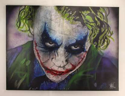 Joker - Heath Ledger - The Dark Knight - By PopArt Artist Vincent Mink - Handpainted and signed - Portrait | Catawiki