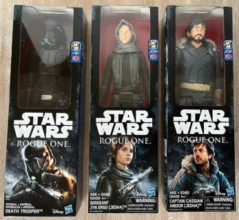 Star Wars Rogue One - 3x 12inch Figure - Jyn Erso, Captain Cassian Andor, Death Trooper - Hasbro